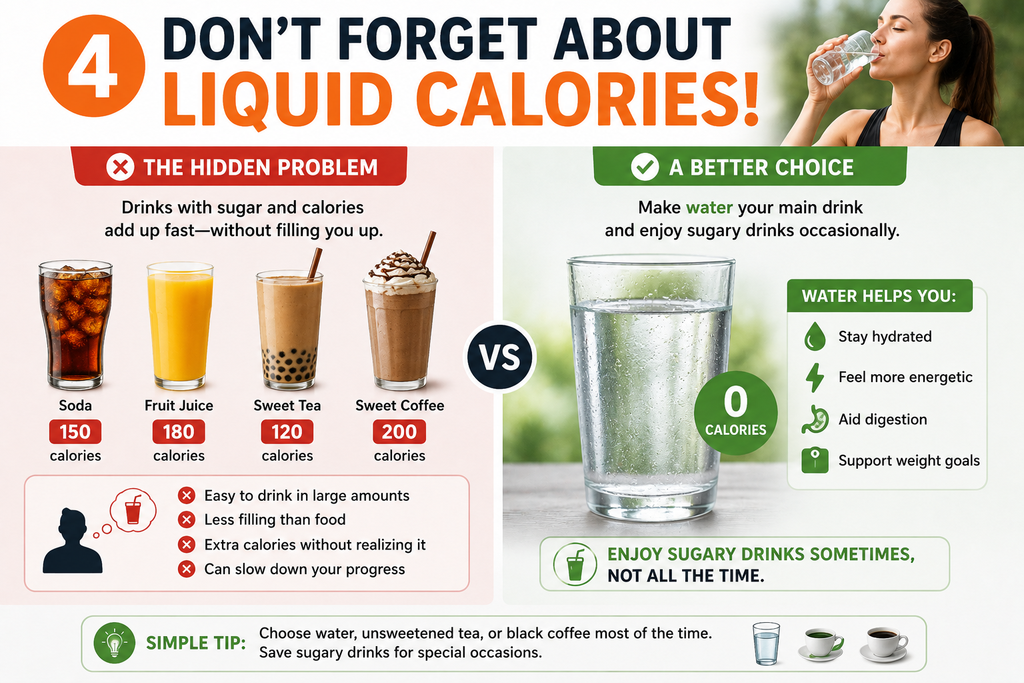 Sugary drinks and liquid calories compared with water