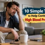 Tired man sitting on a couch, illustrating simple ways to control high blood pressure and improve heart health.