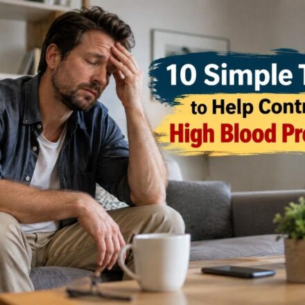 Tired man sitting on a couch, illustrating simple ways to control high blood pressure and improve heart health.